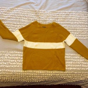 Mustard and White Cropped Sweater
